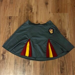 Stylish Gray Skater Skirt with Red and Yellow Accents